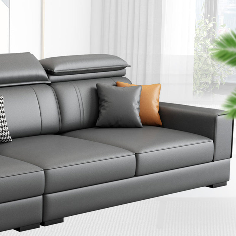 Nordic Cushions Recessed Arm Faux Leather Stationary with Storage Seating