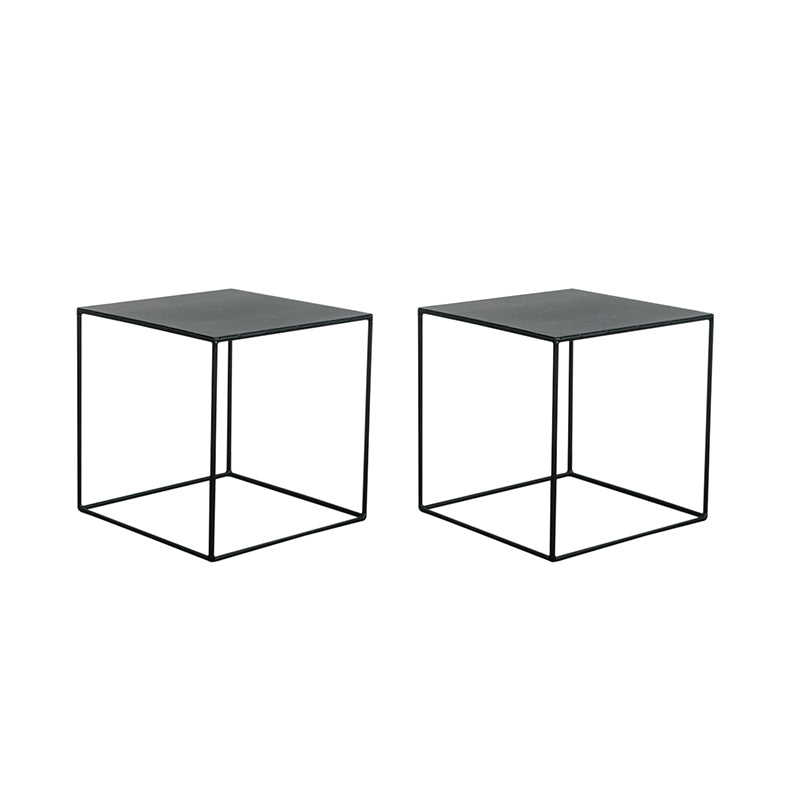 Mid-Century Black Corner Table Metal Frame Sofa Side End Table