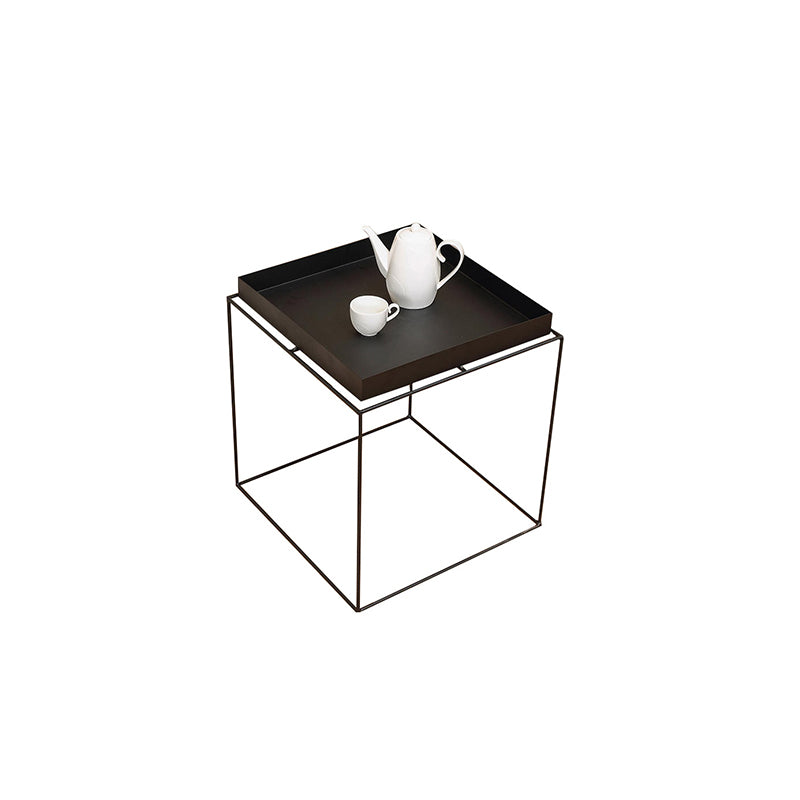 Mid-Century Black Corner Table Metal Frame Sofa Side End Table