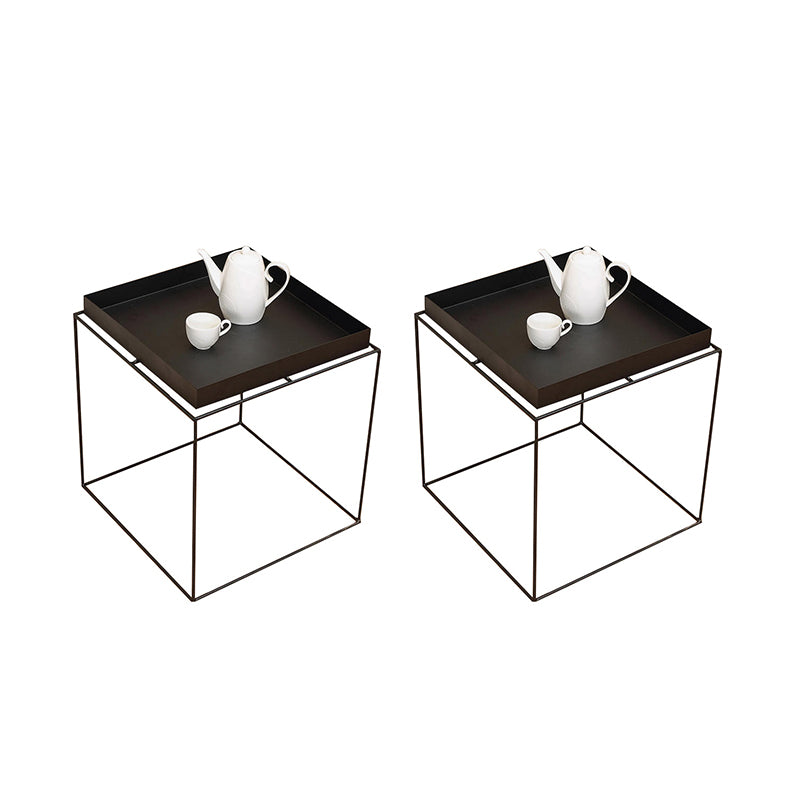 Mid-Century Black Corner Table Metal Frame Sofa Side End Table