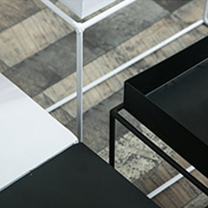 Mid-Century Black Corner Table Metal Frame Sofa Side End Table