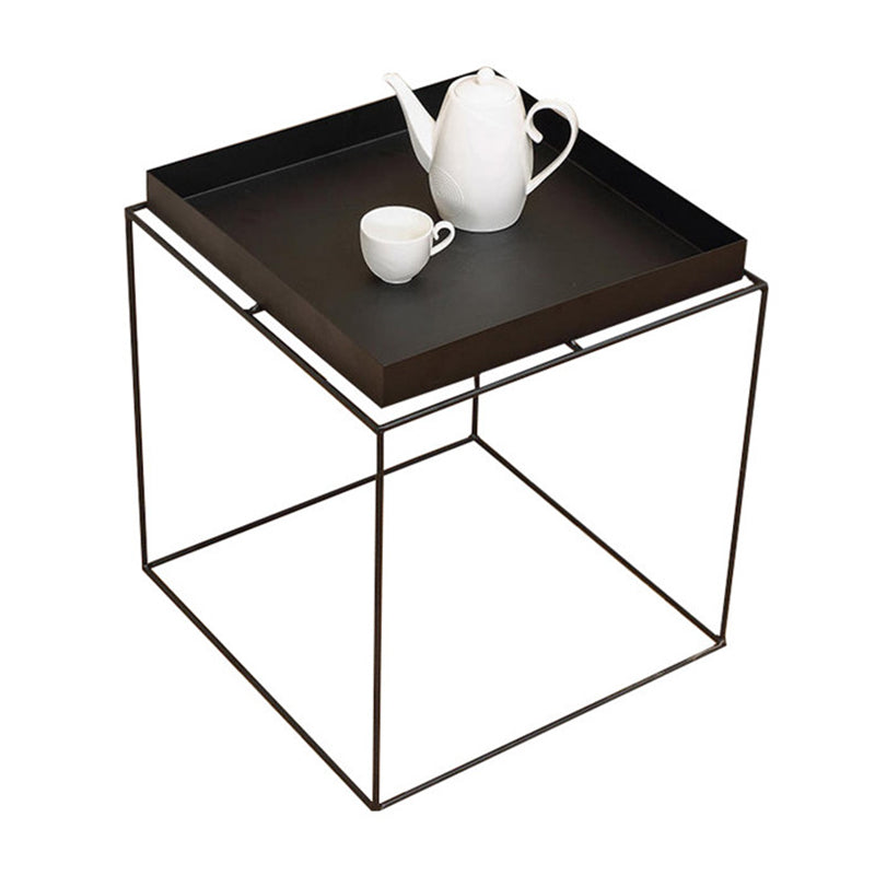 Mid-Century Black Corner Table Metal Frame Sofa Side End Table