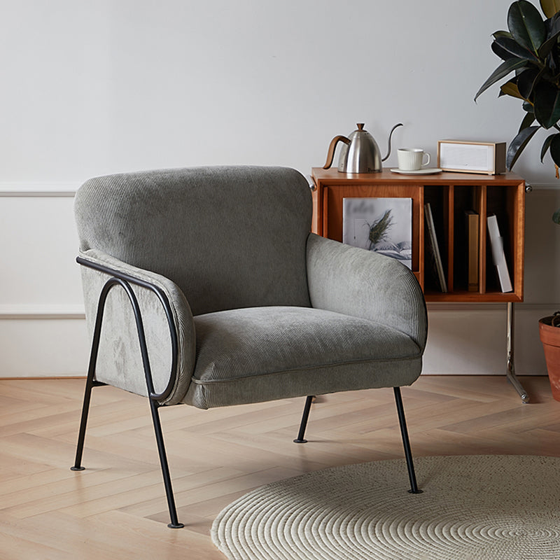 Modern Style Chair with Black Metal Basic Four Leg and Tight Back