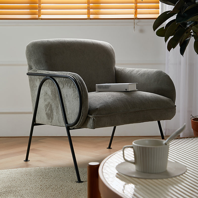 Modern Style Chair with Black Metal Basic Four Leg and Tight Back