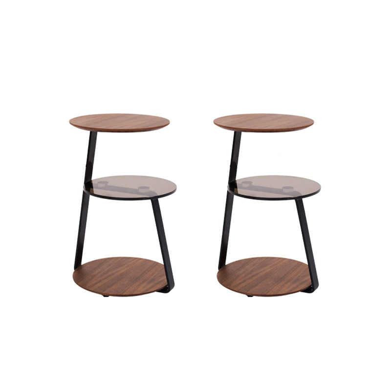 Modern Round Corner Table 3-Tier Side End Table with Storage