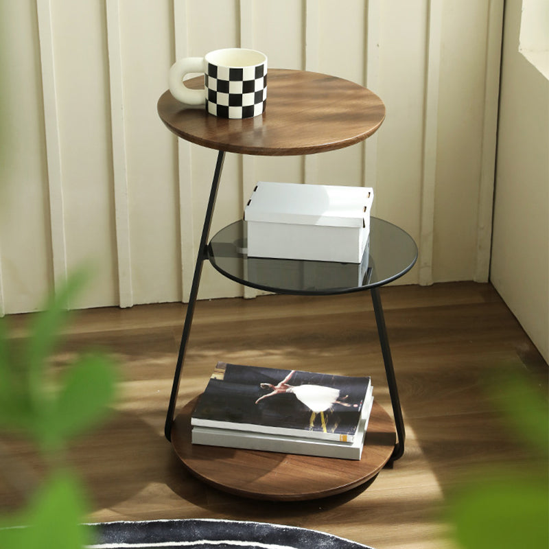 Modern Round Corner Table 3-Tier Side End Table with Storage