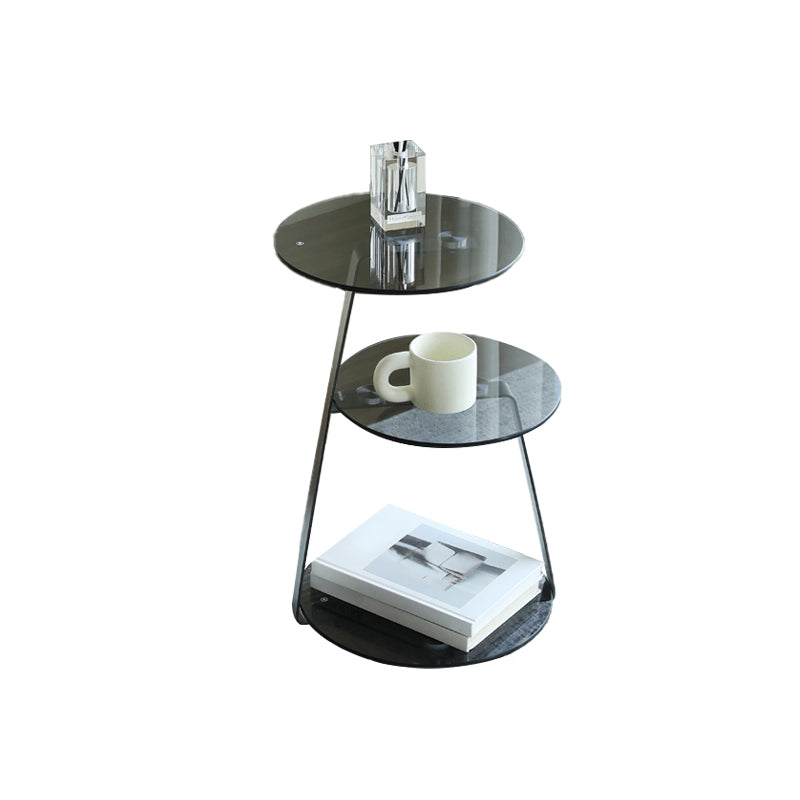 Modern Round Corner Table 3-Tier Side End Table with Storage