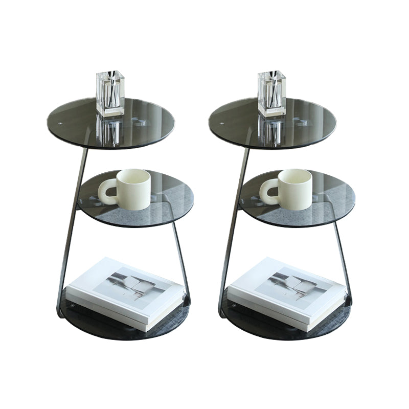 Modern Round Corner Table 3-Tier Side End Table with Storage