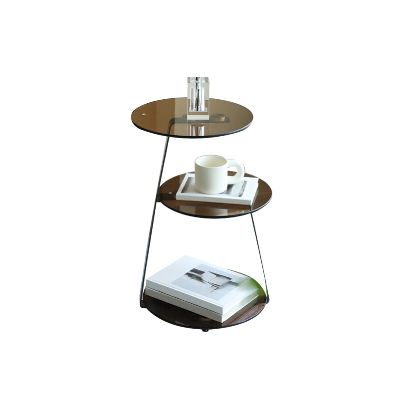Modern Round Corner Table 3-Tier Side End Table with Storage