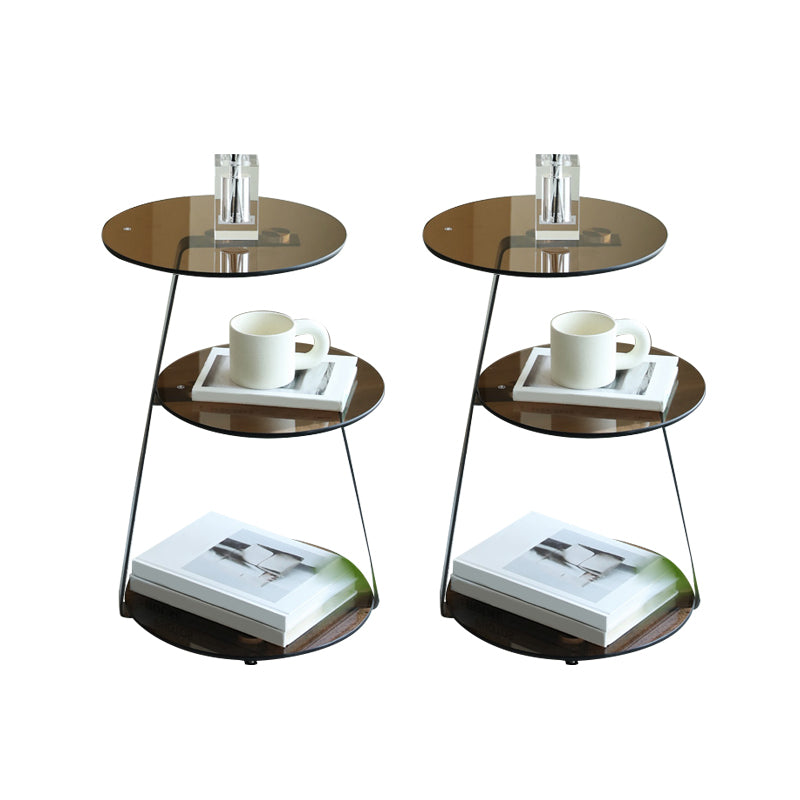 Modern Round Corner Table 3-Tier Side End Table with Storage