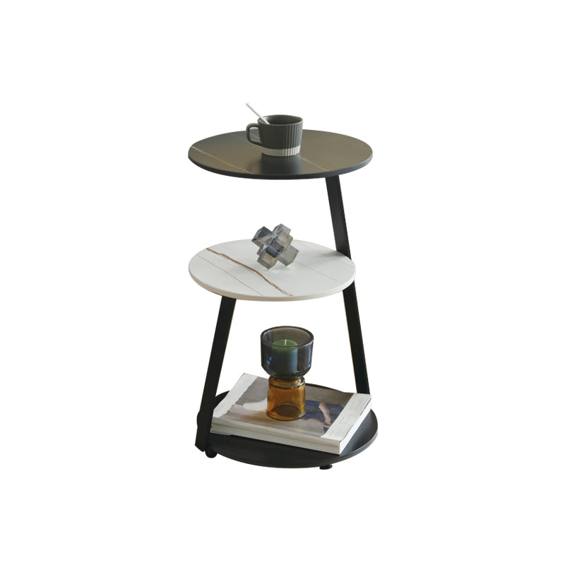 Modern Round Corner Table 3-Tier Side End Table with Storage