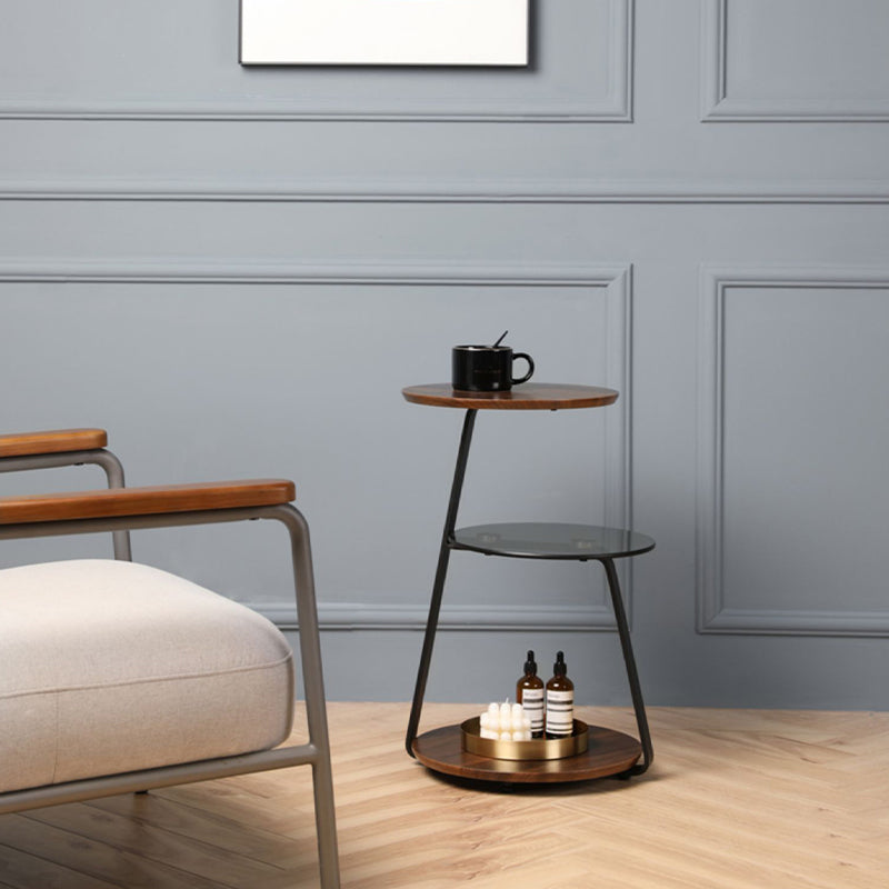 Modern Round Corner Table 3-Tier Side End Table with Storage