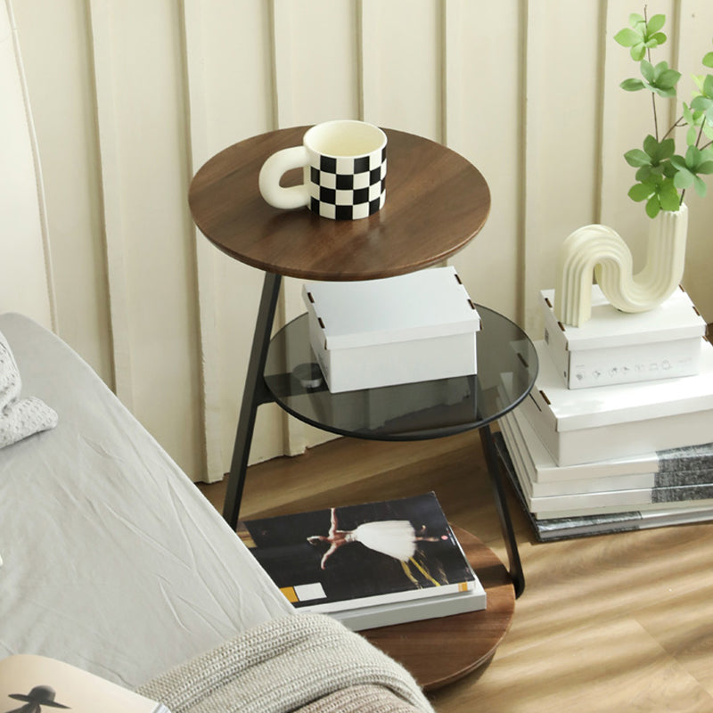 Modern Round Corner Table 3-Tier Side End Table with Storage