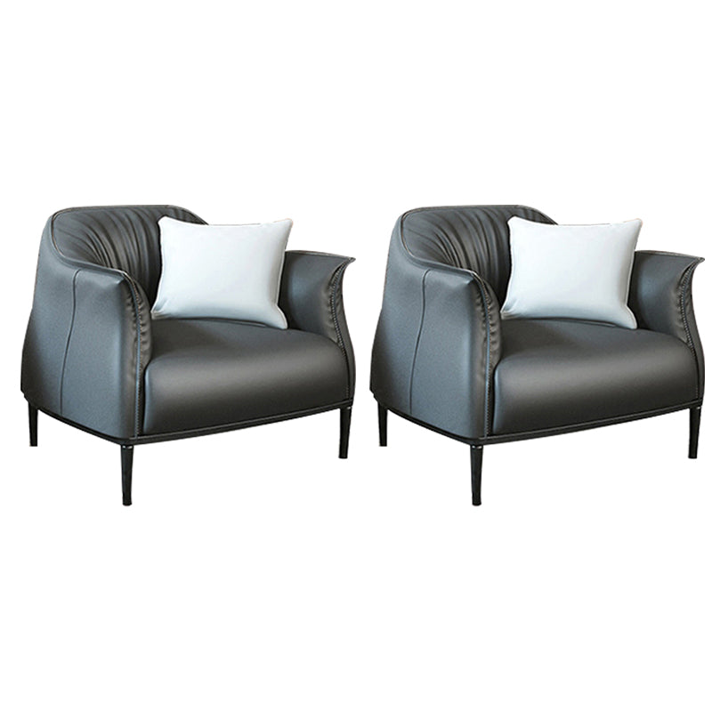 Bonded Leather Arms Included with Black Legs Flared Arms Accent Armchair
