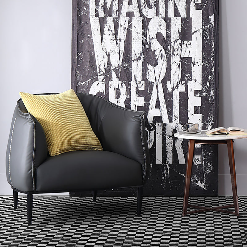 Bonded Leather Arms Included with Black Legs Flared Arms Accent Armchair