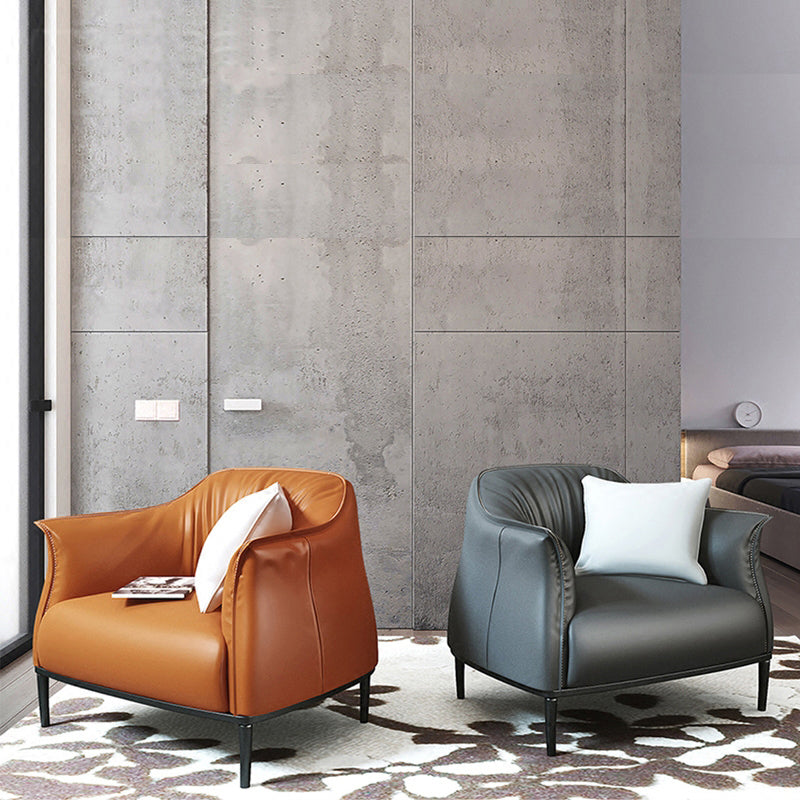 Bonded Leather Arms Included with Black Legs Flared Arms Accent Armchair
