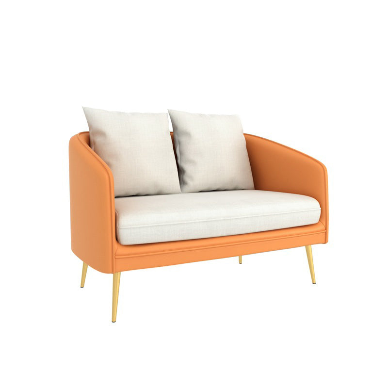 Contemporary Sloped Arm Standard Sofa Tight Back Leather/Velvet Sofa