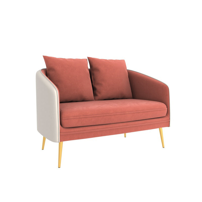 Contemporary Sloped Arm Standard Sofa Tight Back Leather/Velvet Sofa