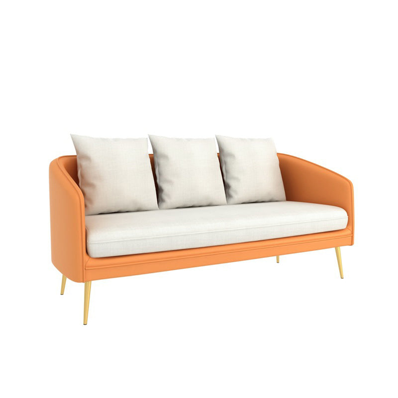 Contemporary Sloped Arm Standard Sofa Tight Back Leather/Velvet Sofa