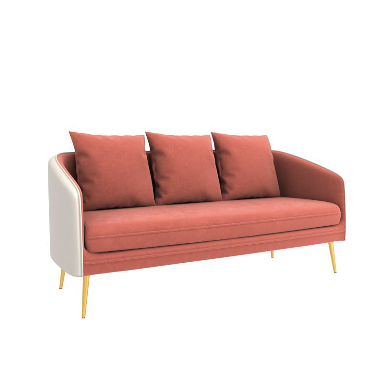Contemporary Sloped Arm Standard Sofa Tight Back Leather/Velvet Sofa