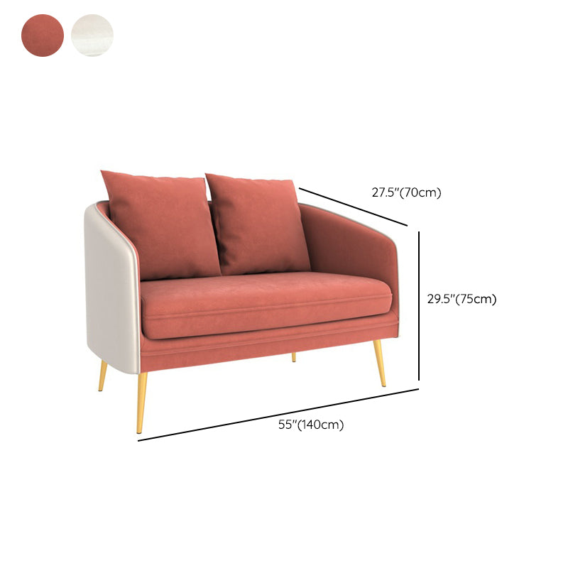 Contemporary Sloped Arm Standard Sofa Tight Back Leather/Velvet Sofa