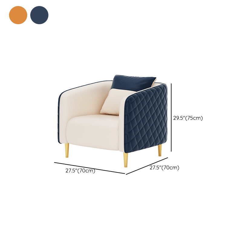 Leather Tuxedo Arm Sofa Contemporary Tight Back Sofa with Pillow