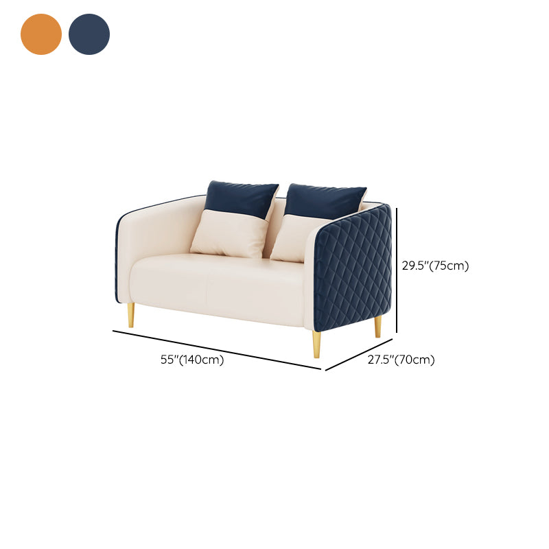 Leather Tuxedo Arm Sofa Contemporary Tight Back Sofa with Pillow