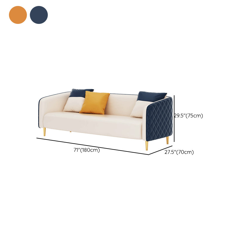 Leather Tuxedo Arm Sofa Contemporary Tight Back Sofa with Pillow