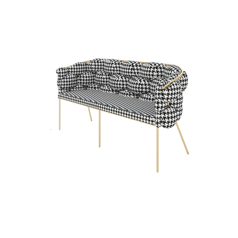 Contemporary Fabric Tuxedo Arm Settee Tight Back Standard Sofa