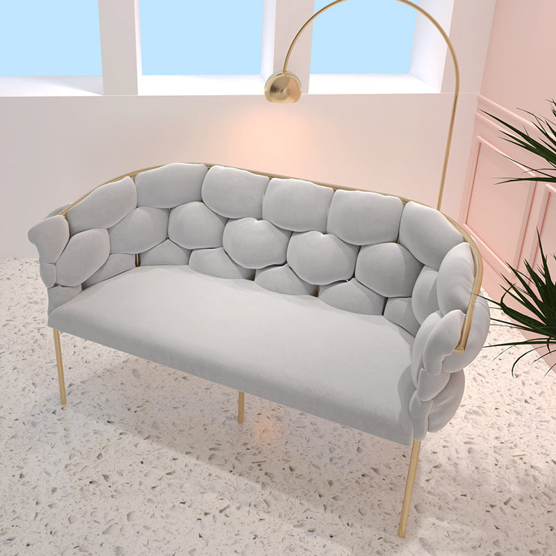 Contemporary Fabric Tuxedo Arm Settee Tight Back Standard Sofa