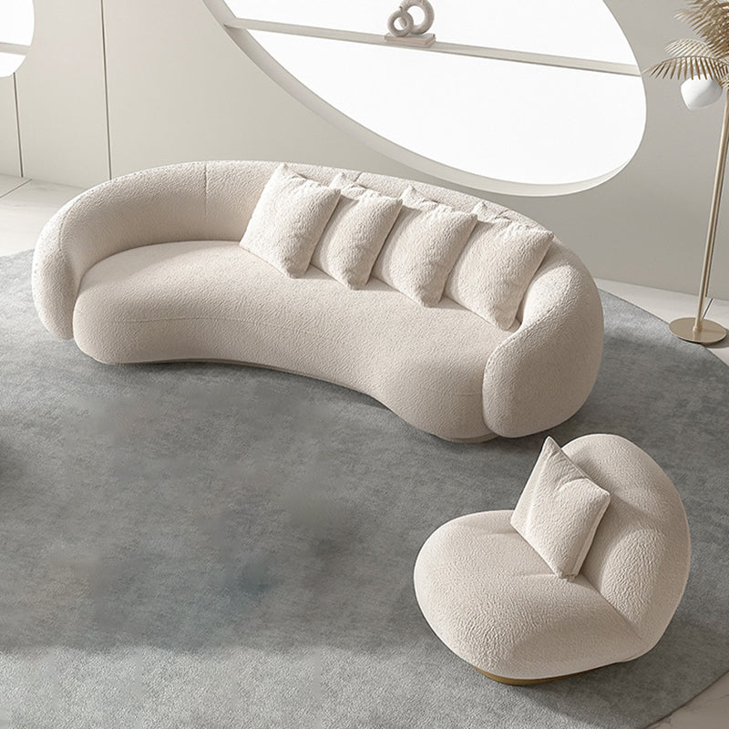 Contemporary Sloped Arm Curved Sofa Tight Back Fabric Settee