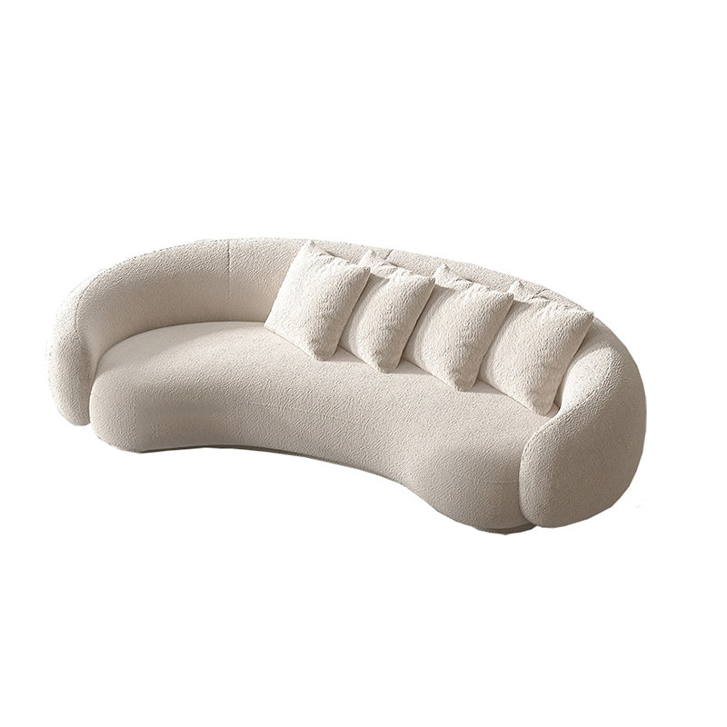 Contemporary Sloped Arm Curved Sofa Tight Back Fabric Settee