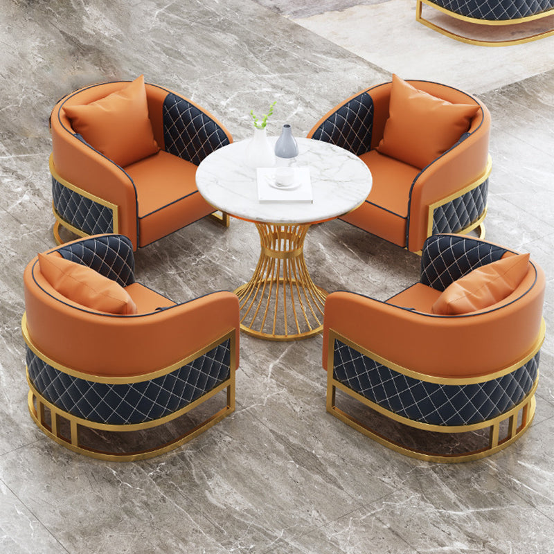 Contemporary Leather Sofa Sloped Arm Standard Sofa with Pillow