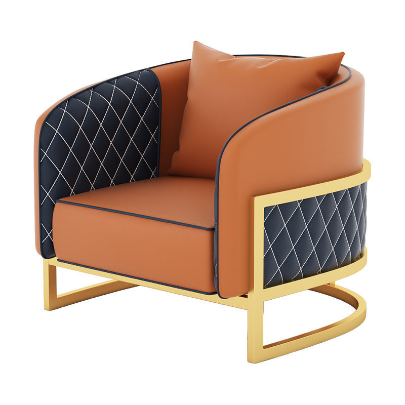 Contemporary Leather Sofa Sloped Arm Standard Sofa with Pillow
