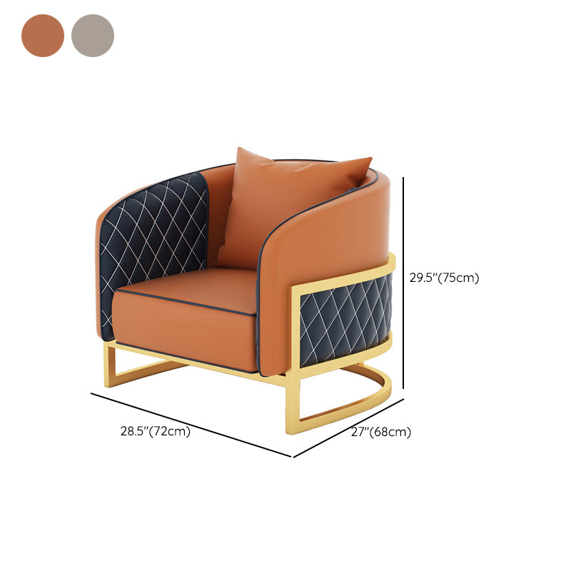 Contemporary Leather Sofa Sloped Arm Standard Sofa with Pillow