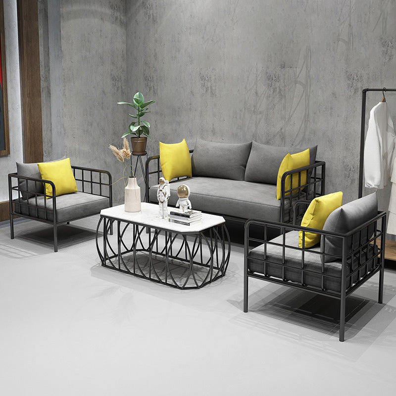 Contemporary Metal Square Arm Sofa  Fabric Cushions Sofa for Living Room