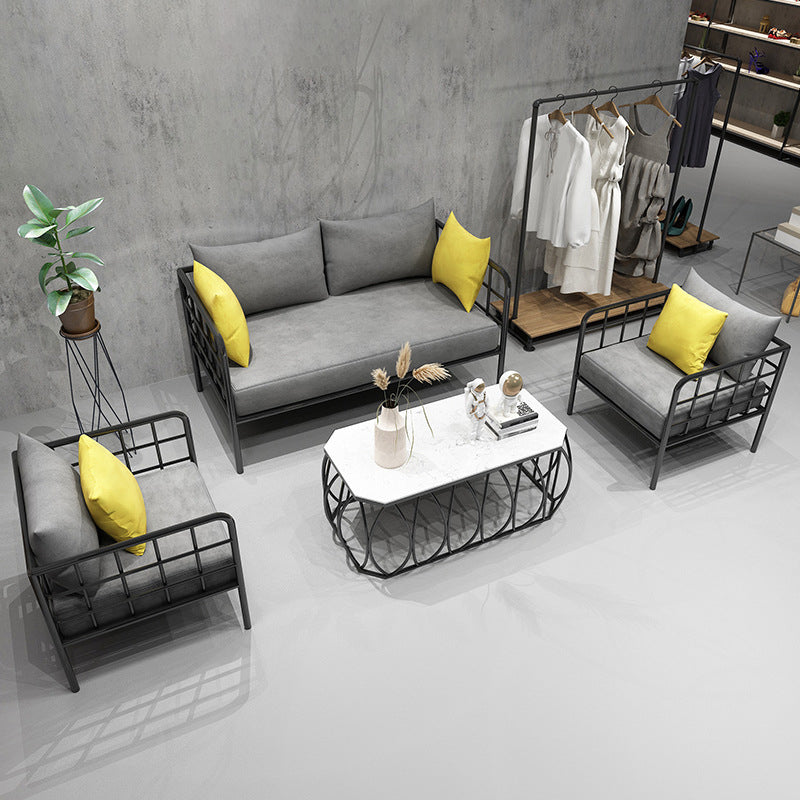 Contemporary Metal Square Arm Sofa  Fabric Cushions Sofa for Living Room