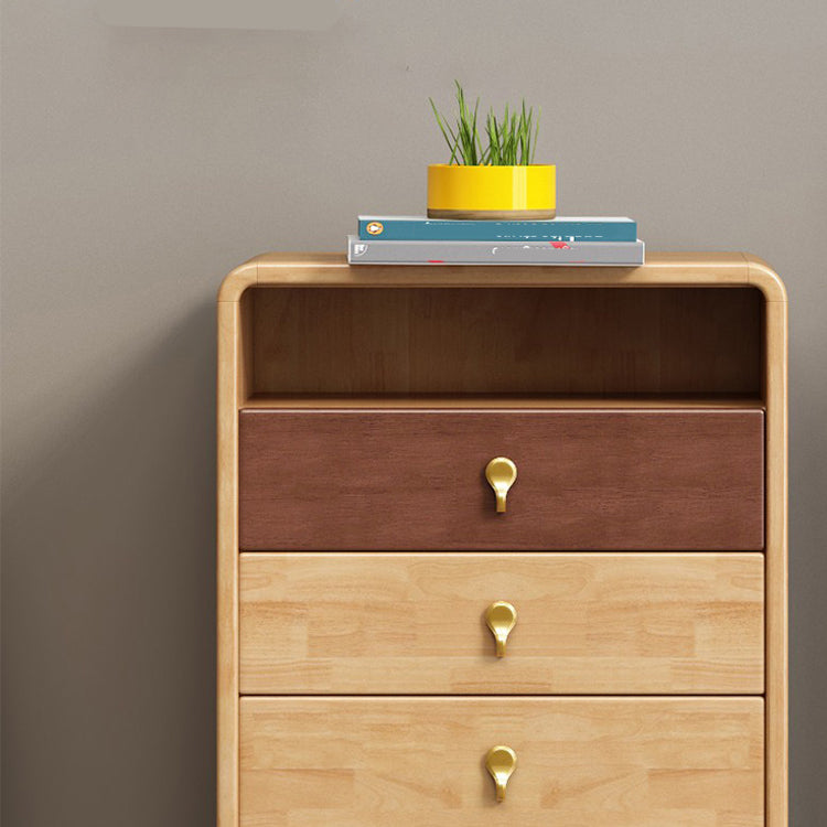 Contemporary Natural Rubberwood Chest with 1 Shelf and Drawers
