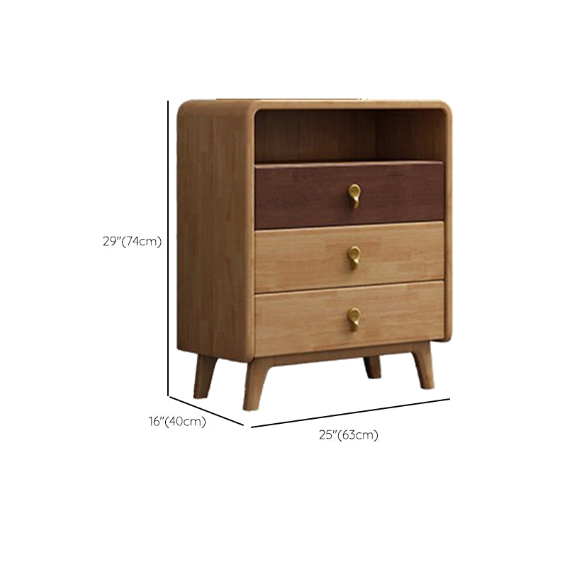 Contemporary Natural Rubberwood Chest with 1 Shelf and Drawers
