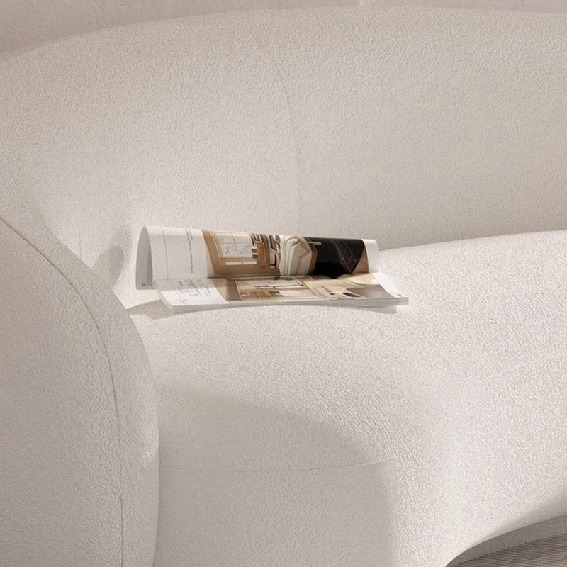 Contemporary Sloped Arm Curved Sofa White Tight Back Fabric Settee