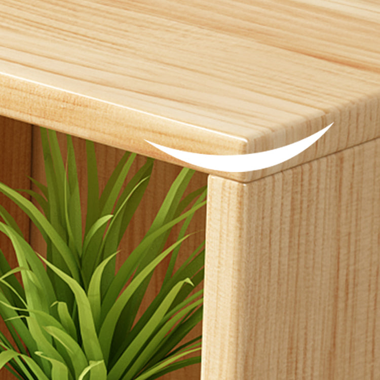 Contemporary Natural Accent Chest with 2 Drawers and Shelves in Pine Wood