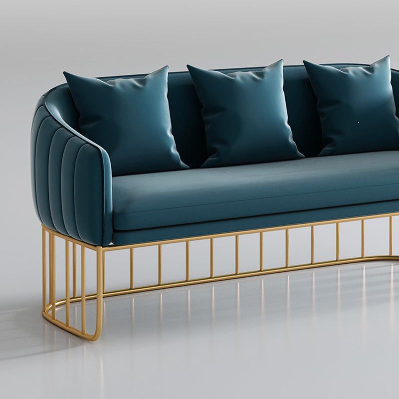 Contemporary Fabric Standard Settee Sloped Arm Tight Back Sofa