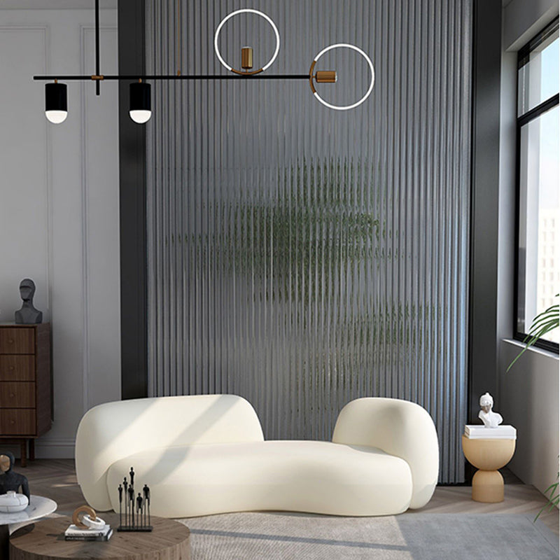 Contemporary Fabric Curved Sofa Tight Back Tuxedo Arm Seating