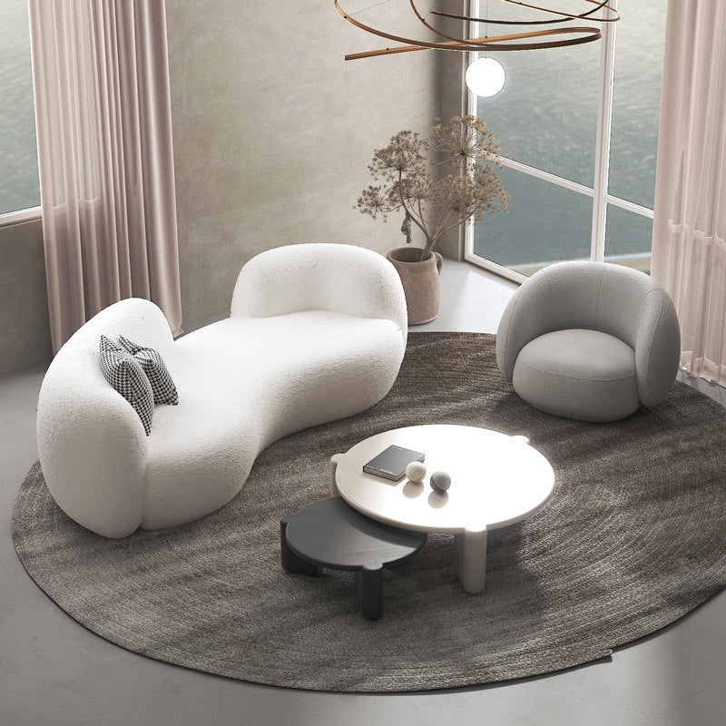 Contemporary Fabric Curved Sofa Tight Back Tuxedo Arm Seating