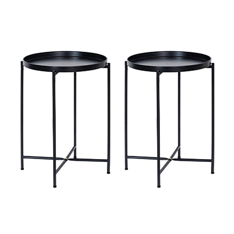 Modern Cross Legs Corner Table Round Tray Top Side End Table