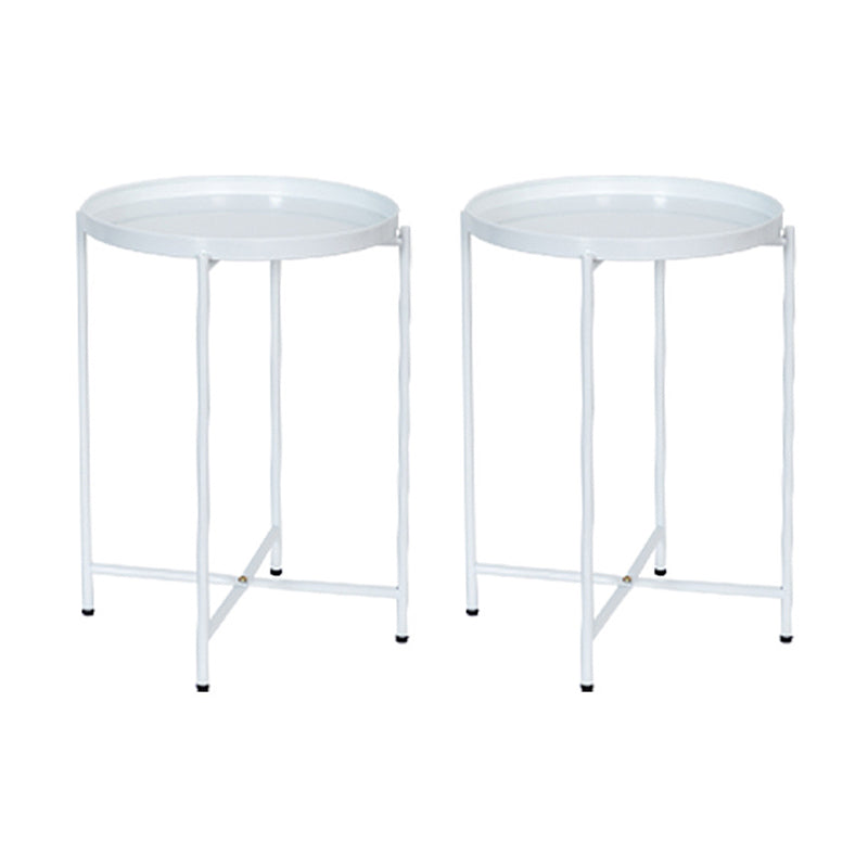 Modern Cross Legs Corner Table Round Tray Top Side End Table