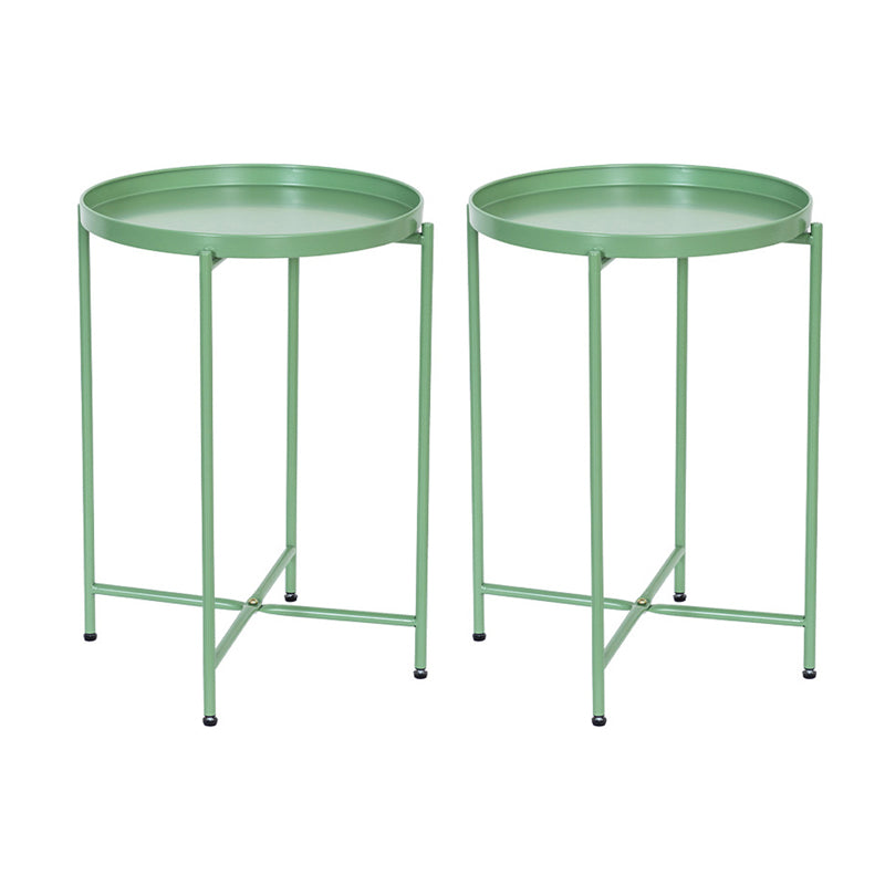 Modern Cross Legs Corner Table Round Tray Top Side End Table