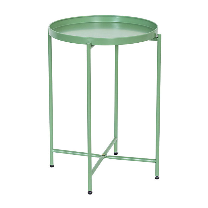 Modern Cross Legs Corner Table Round Tray Top Side End Table