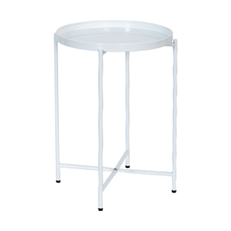 Modern Cross Legs Corner Table Round Tray Top Side End Table