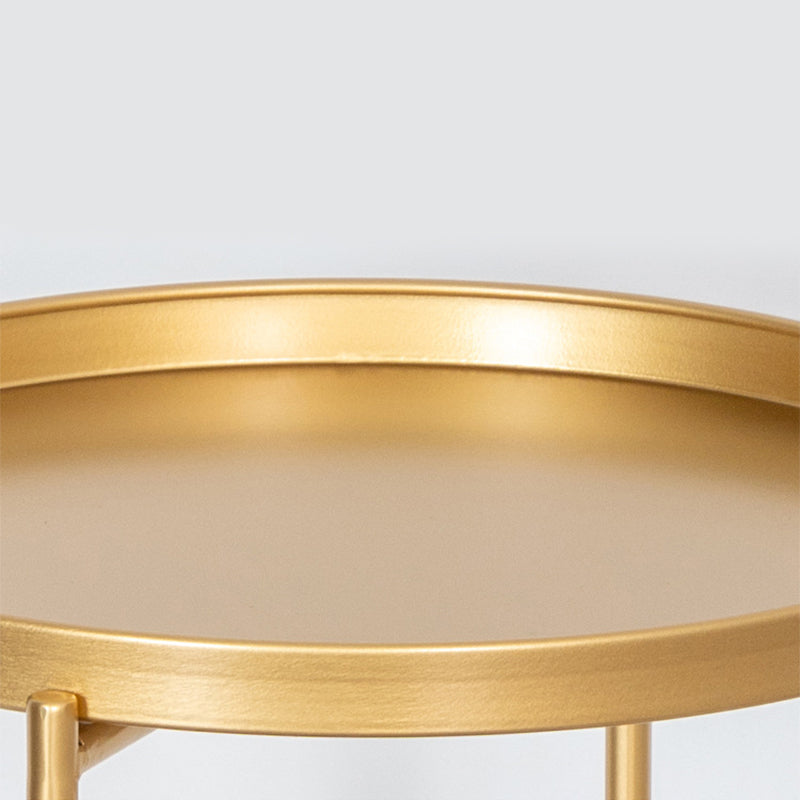 Modern Cross Legs Corner Table Round Tray Top Side End Table